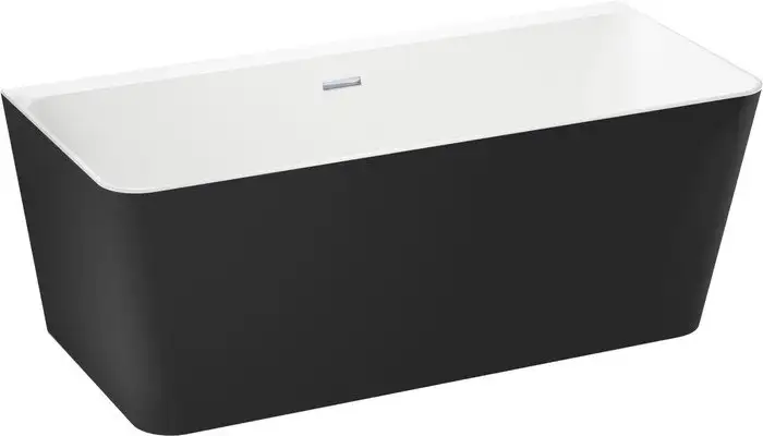 Ванна Wellsee Bromance 170x78 231602001 (пристенная ванна белый глянец/матовый черный, экран, ножки, сифон-автомат хром) - фото товара
