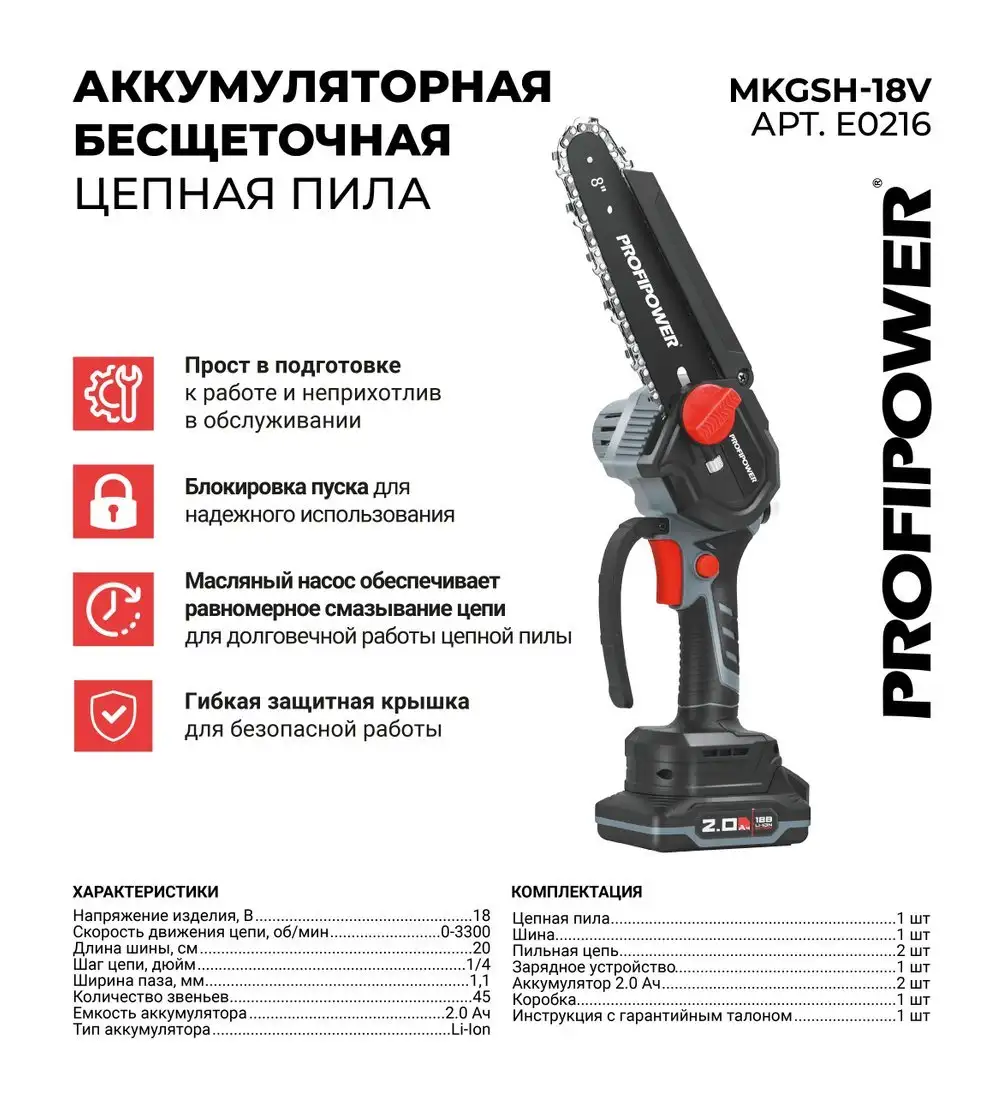 Profipower MKGSH-18V (с 2-мя АКБ) – фото товара