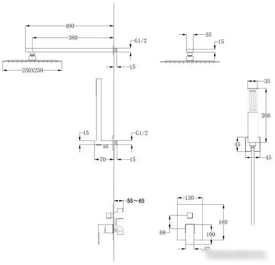 Душевая система Abber Daheim AF8219B (черный матовый) - фото товара