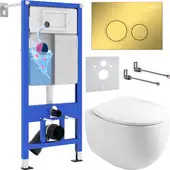 Унитаз подвесной Roxen Egg в комплекте с инсталляцией StounFix Dual Fresh 6 в 1 968031 (кнопка: золото глянцевое ) - изображение в каталоге