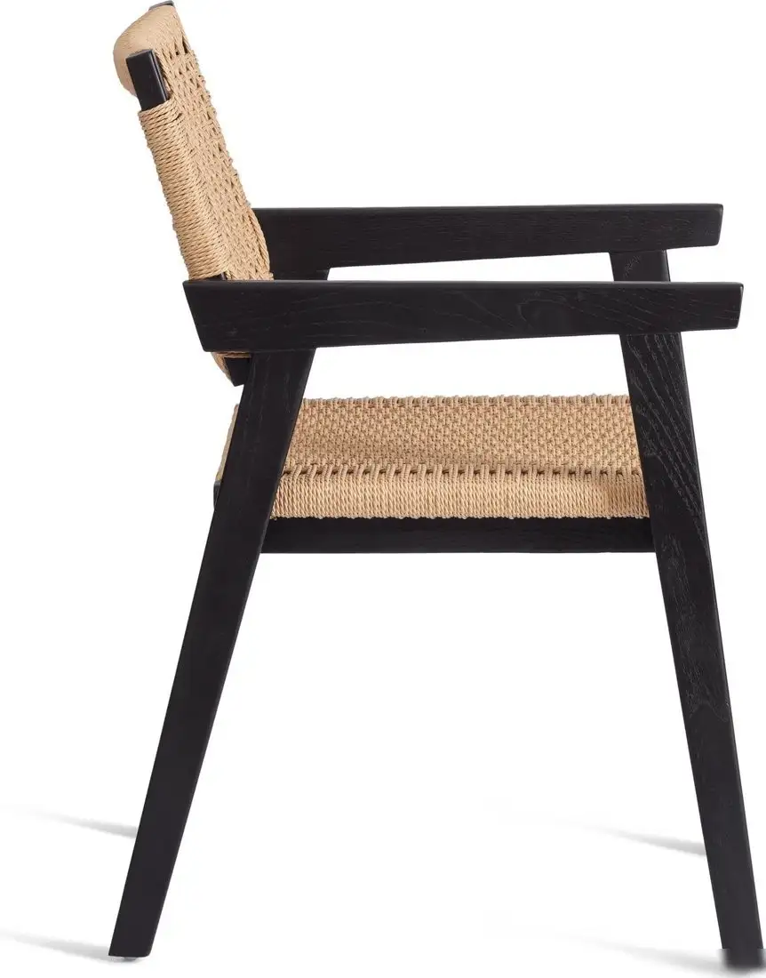 Стул с подлокотниками TetChair Vanheim дерево вяз/бечевка (черный) – фото товара