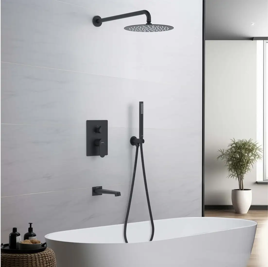 Душевая система Aquatek Оберон AQ1273MB (черный матовый) - фото товара