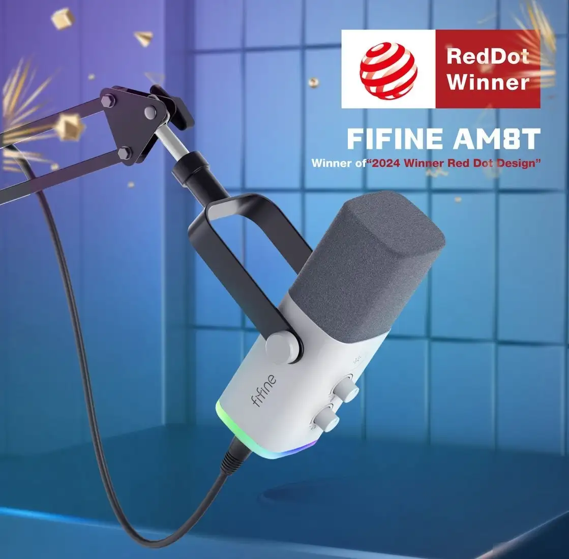 Проводной микрофон FIFINE AM8T (белый) – фото товара