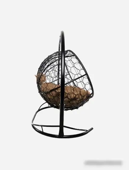 Подвесной диван M-Group Лежебока 11180401 (с черным ротангом/бежевая подушка) – фото товара