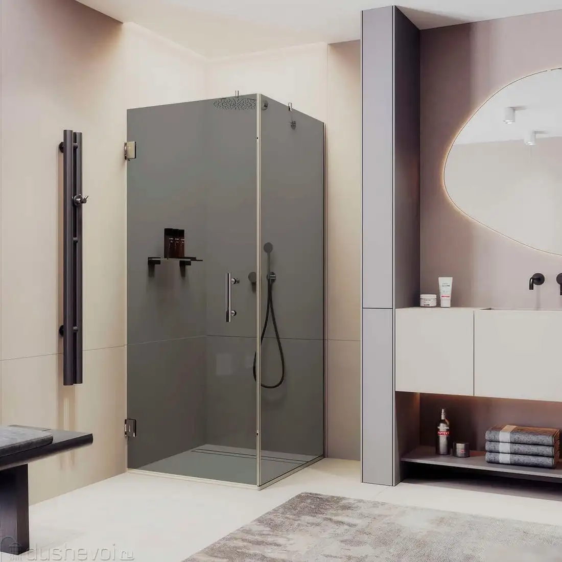 Душевой уголок MaybahGlass MGY-1308-4 (графитовое стекло/хром глянцевый) - фото товара