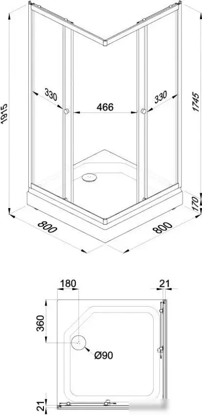 Душевой уголок Triton Вельвет-К 80х80 А - фото товара