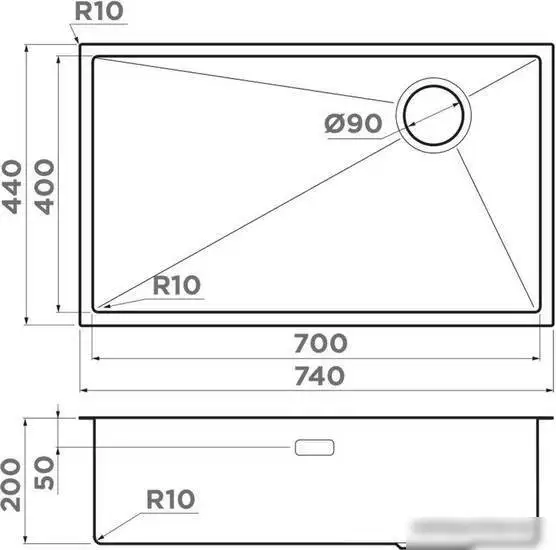 Кухонная мойка Omoikiri TAKI 74-U/IF SIDE LG (светлое золото) - фото товара