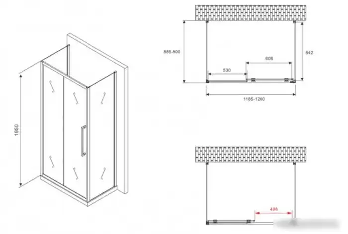 Душевой уголок Abber Schwarzer Diamant AG30120BMH-S90BM-S90BM - фото товара