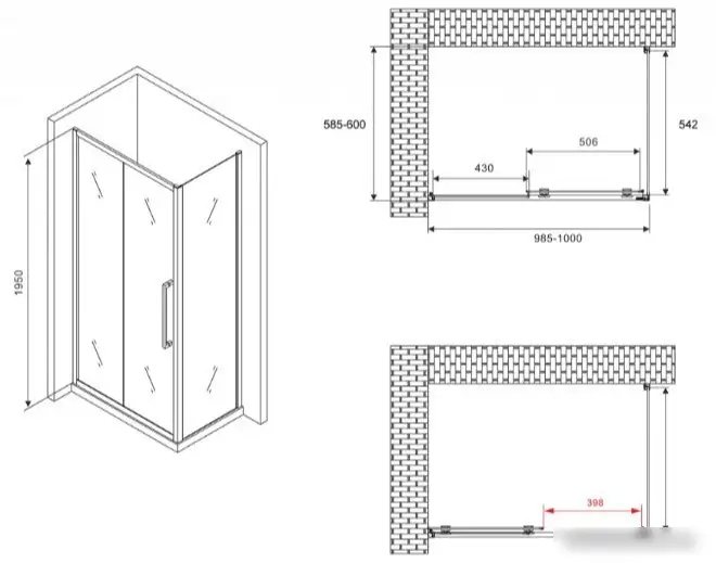 Душевой уголок Abber Schwarzer Diamant AG30100BH-S60B - фото товара