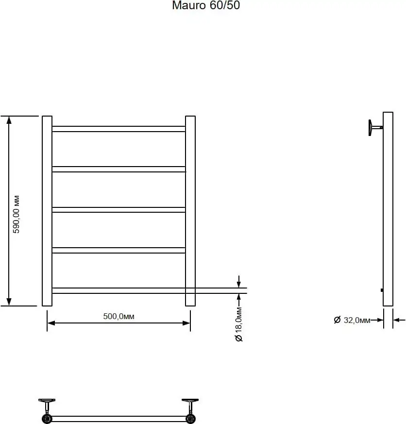 Полотенцесушитель Aquanet Mauro 60x50 282002 (правый) - фото товара