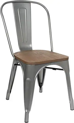 Стул Stool Group Tolix Wood YD-H440B-W YG-15 (серебристый матовый/темное дерево) – изображение в каталоге