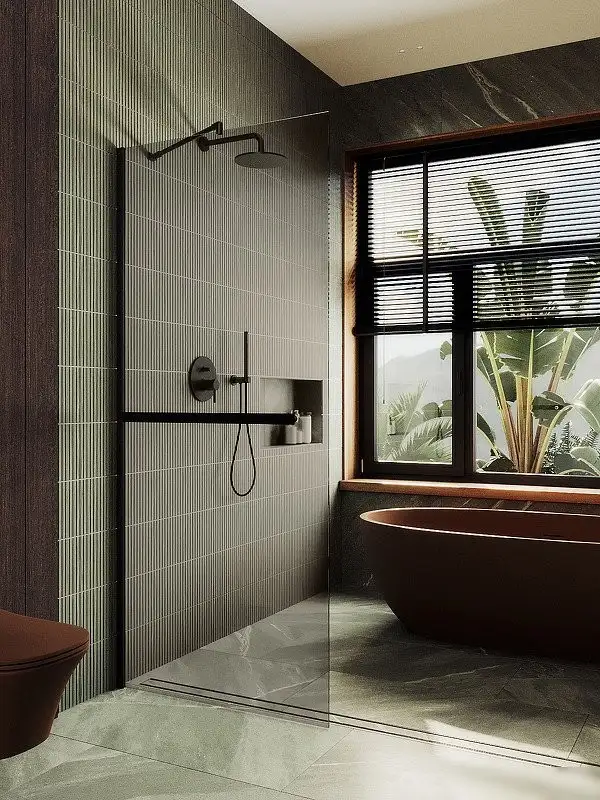 Душевая стенка MaybahGlass 69x195 MGD-702-6ш (бронзовое стекло/черный) - фото товара