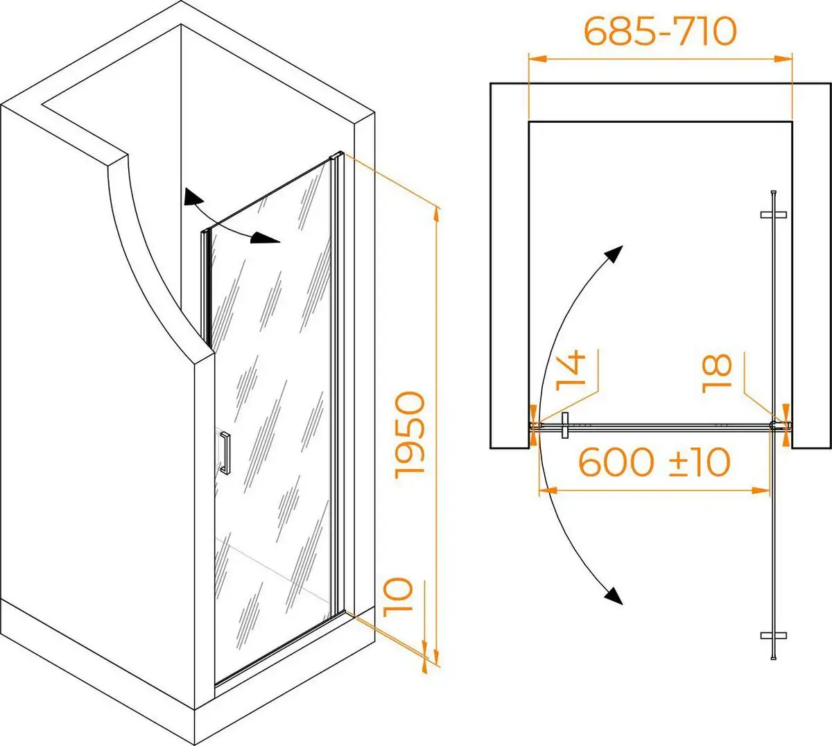 Душевая дверь RGW LE-003Gr 351200307-110 - фото товара