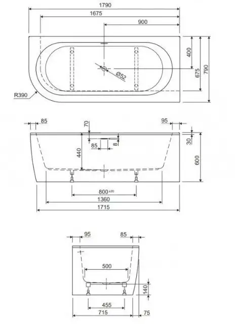 Ванна Cezares Slim Corner-180-80-44-R-W37 - фото товара