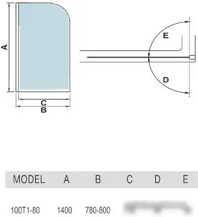 Стеклянная шторка для ванны WeltWasser WW 100T1-80 – фото товара