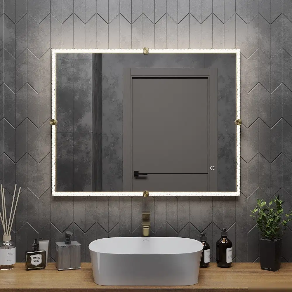 Roxen Зеркало Cler c подсветкой 510010-90 (90x70) в рельефной полимерной раме – фото товара