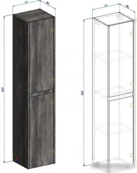 BelBagno Шкаф-пенал Kraft-1600-2A-SC-RT-L (левый, rovere tabacco) – фото товара