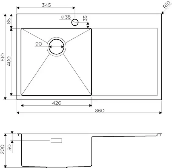 Кухонная мойка Omoikiri Akisame 86 IN-R - фото товара