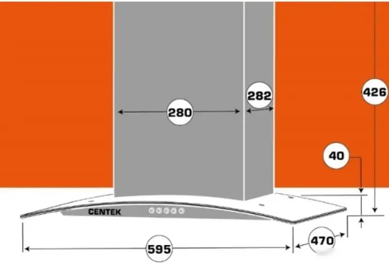 Кухонная вытяжка CENTEK СТ-1825-60 (сталь) - фото товара