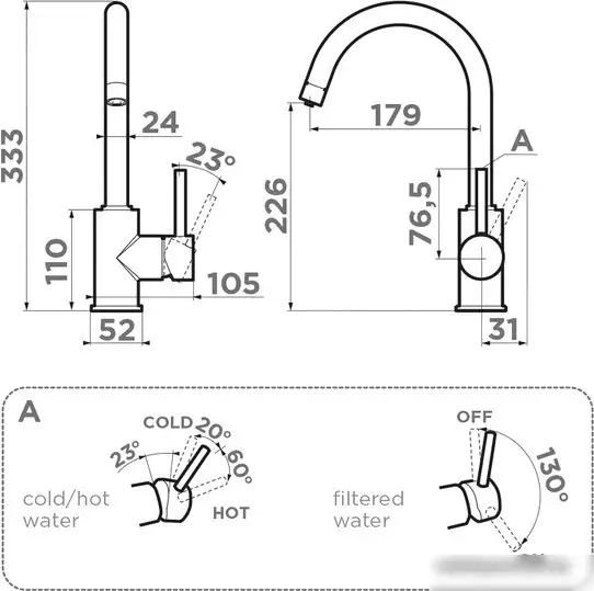 Смеситель Omoikiri Shinagawa 2 Plus-BL (черный) - фото товара