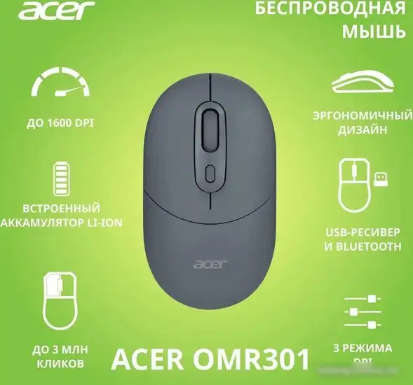 Мышь Acer OMR301 (черный) – фото товара