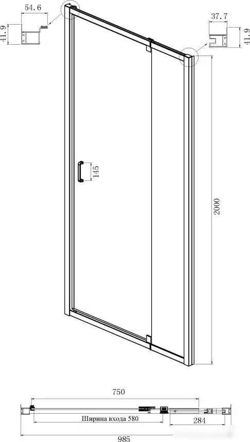 Душевая дверь Ambassador Elysium 100x200 111021104KX - фото товара