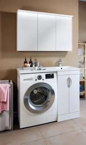 Runo Тумба с умывальником Runo Лира 45 + Гамма 105 лайт с левым крылом (напольная, белый) – изображение в каталоге