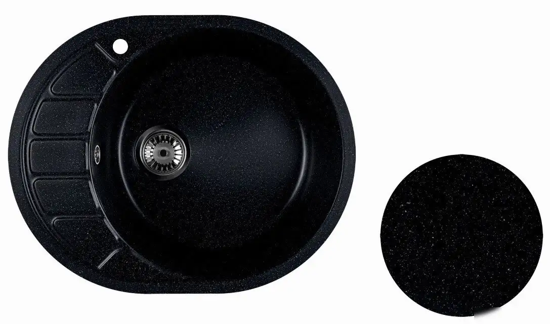 Кухонная мойка Marblan Ovata R (черный,с сифоном) - фото товара