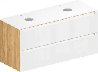 ЗОВ Тумба под умывальник Дион 120 D120LHO0M9003GKV5-KP13W (белый глянец/дуб) – изображение в каталоге