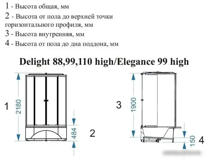 Душевая кабина Domani-Spa Delight 110 High 100x100 (матовое стекло/белый) - фото товара