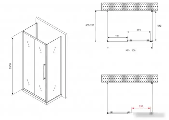 Душевой уголок Abber Schwarzer Diamant AG30100MH-S70M-S70M - фото товара