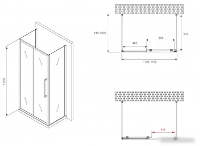 Душевой уголок Abber Schwarzer Diamant AG30110H-S100-S100 - фото товара