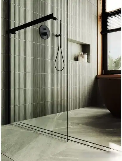 Душевая стенка MaybahGlass 195x69 MGD-720-6у (прозрачное стекло/черный) - фото товара