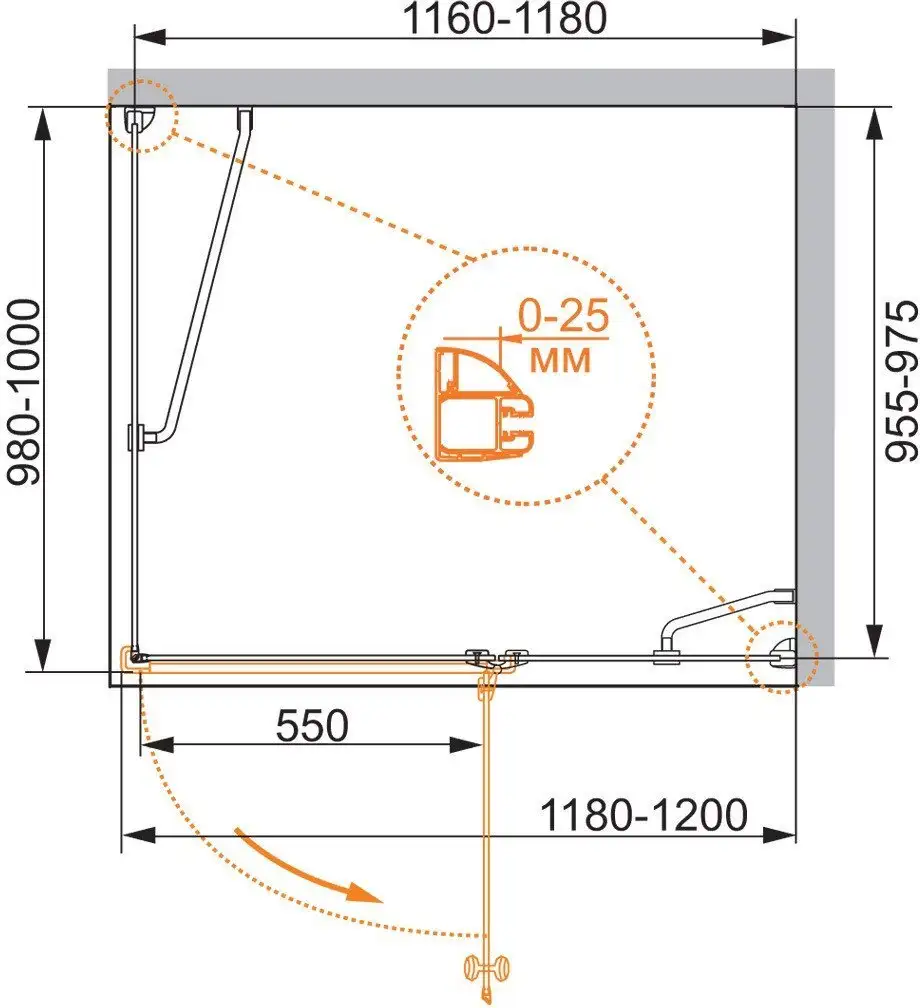 Душевая дверь Cezares VERONA-W-60/60-P-Cr-R - фото товара