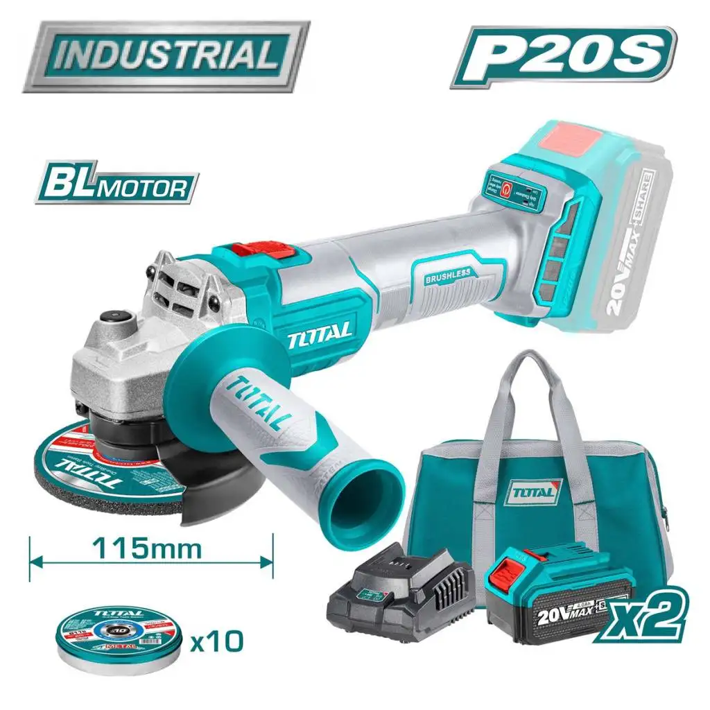 Угловая шлифмашина Total TAGLI2011582 (с 2-мя АКБ) – фото товара