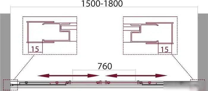 Душевая дверь BelBagno UNIQUE-BF-2-150/180-C-Cr (прозрачное стекло) - фото товара