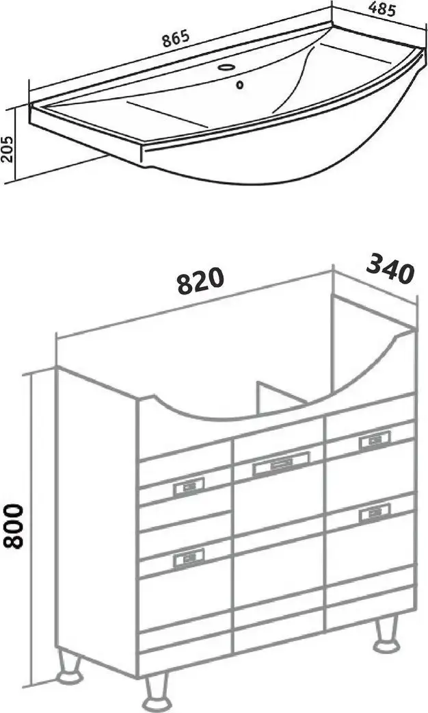 Runo Тумба с умывальником Runo Турин 85 + Стиль 85 (напольная) – фото товара