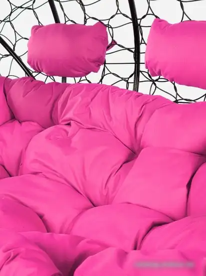 Подвесной диван M-Group Лежебока 11180408 (с черным ротангом/розовая подушка) – фото товара