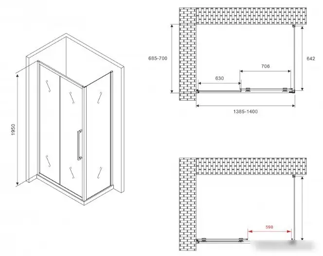 Душевой уголок Abber Schwarzer Diamant AG30140H-S70 - фото товара