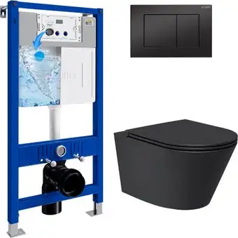 Унитаз подвесной Lauter Longer 2110822 + 21901002 (кнопка прямоугольная, черный/черный) - изображение в каталоге