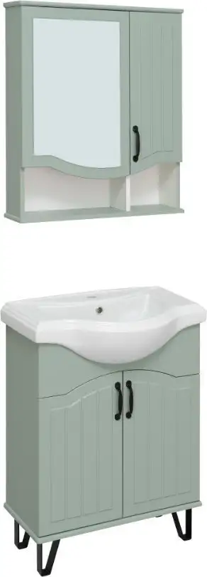Runo Тумба с умывальником Runo Марсель 65 + Классик 65 (напольная, мята) – фото товара