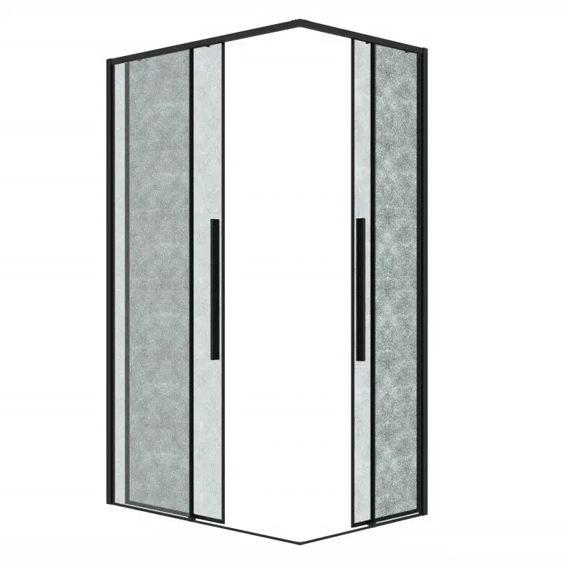 Душевой уголок Grossman Galaxy 80x80x195 300.K33.01.8080.21.02 (черный матовый/шиншилла стекло) - фото товара