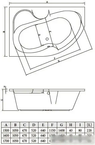 Ванна Bonito Home Arizona 150x105 R (с ножками) - фото товара