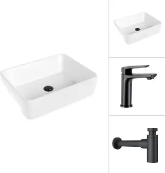 Умывальник Lauter 21675 + Sky 21СК533BS с сифоном 21635B (черный матовый) - изображение в каталоге