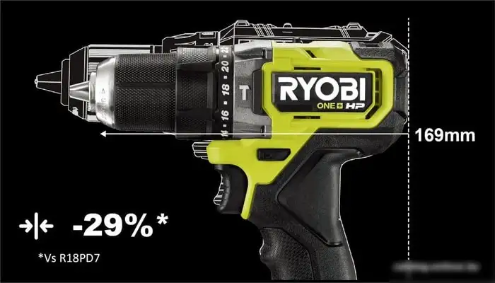 Ударная дрель-шуруповерт Ryobi HP RPD18C-220S 5133004982 (с 2-мя АКБ 2 Ah, сумка) – фото товара