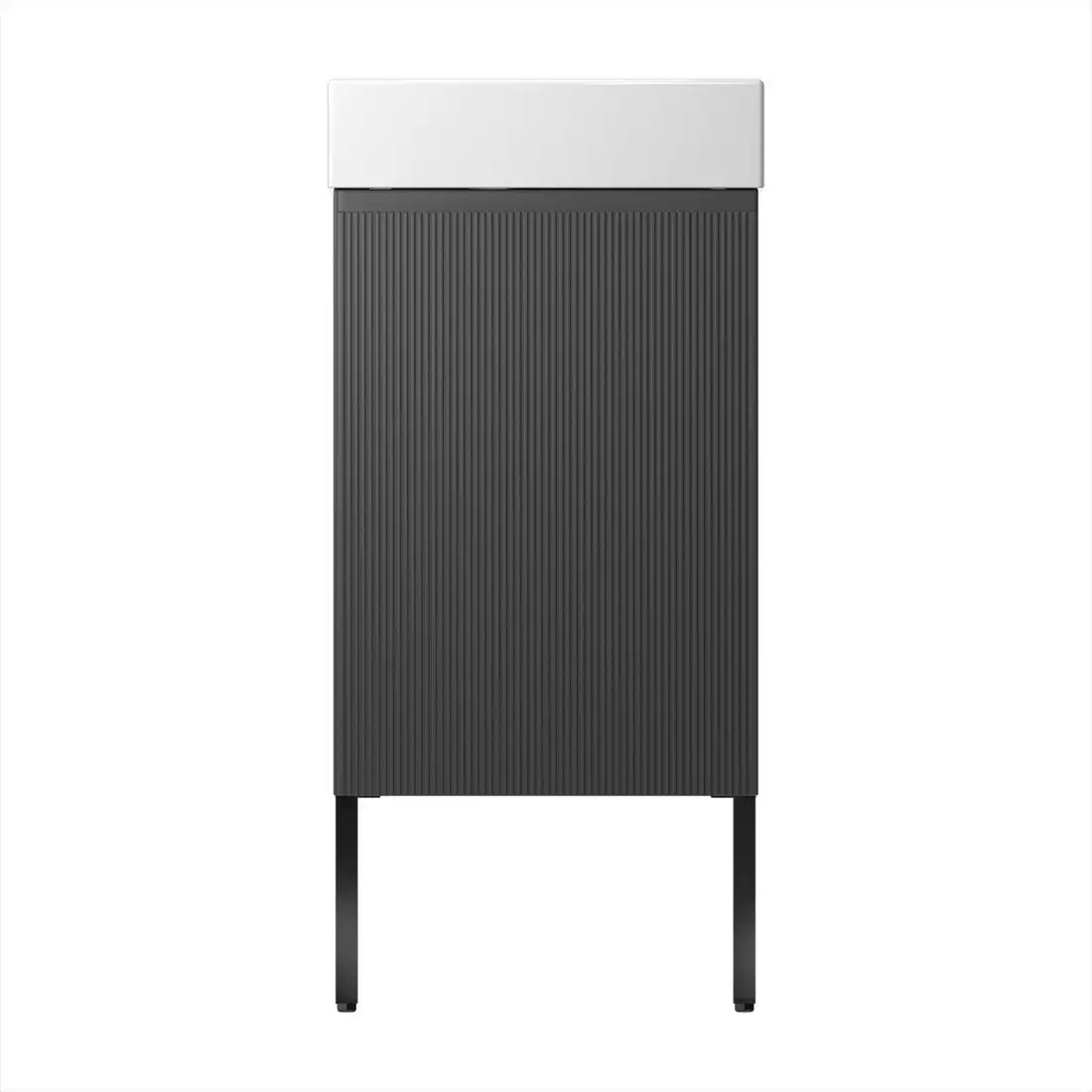 Wellsee Тумба под умывальник 3 в 1 WC Area 221802006 (тумба/матовый темно-серый, раковина/глянцевый белый, ножки/матовый черный) – фото товара