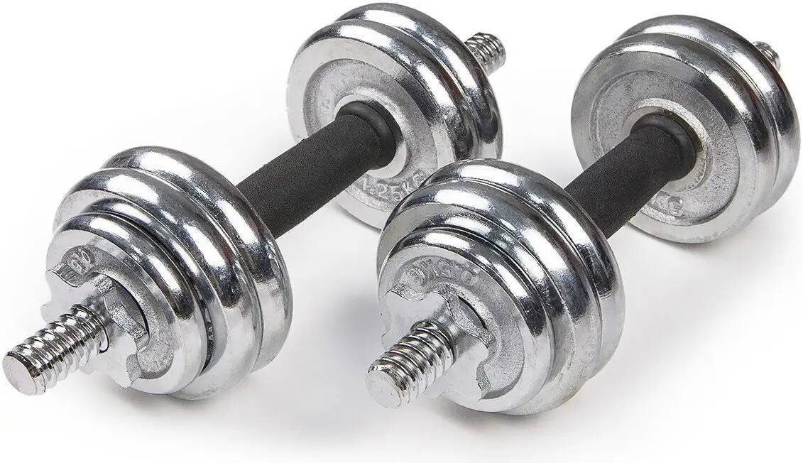 Набор гантелей Atlas Sport Хромированные в чемодане с соединительным грифом 15 кг – фото товара