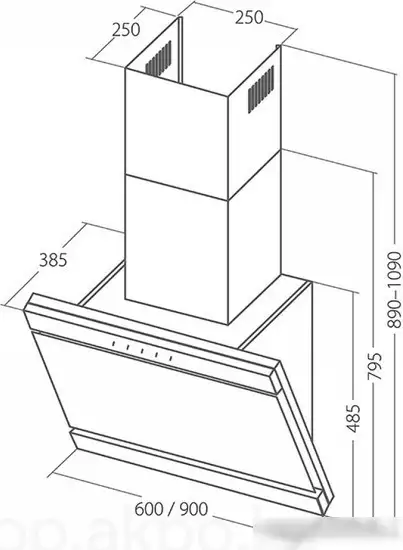 Кухонная вытяжка Akpo Kastos II 60 WK-9 (черный/нержавеющая сталь) - фото товара