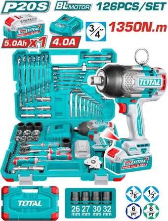 Гайковерт Total THKTHP31262 (с 1-им АКБ, кейс, набор инструментов) – изображение в каталоге