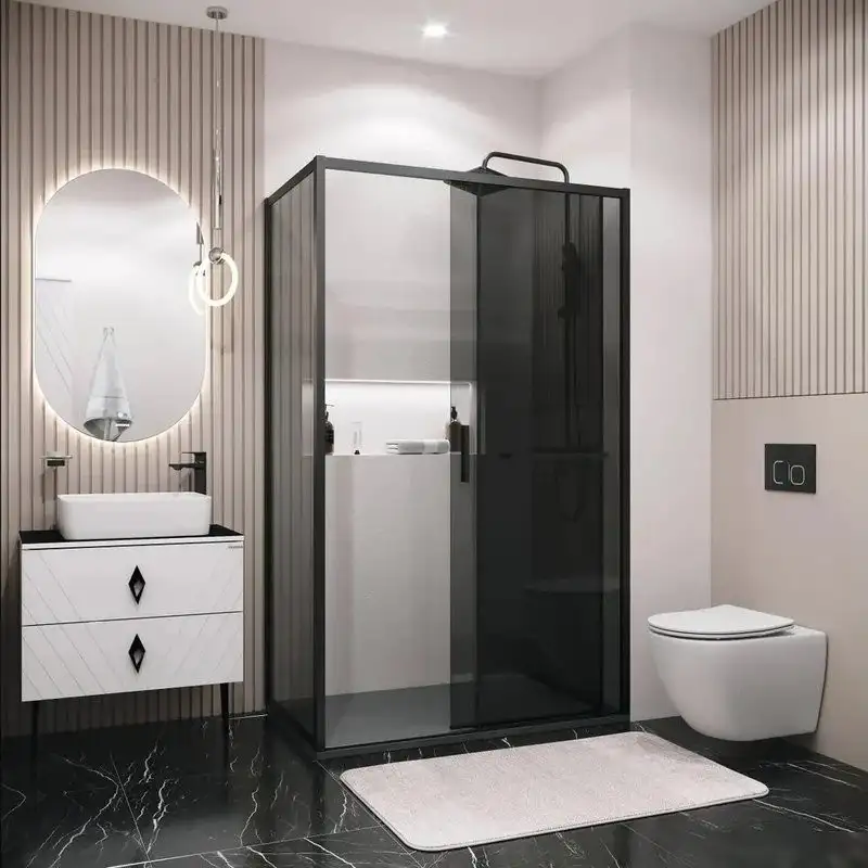 Душевая стенка Grossman Style 90x195 200.K33.05.90.21.10 (черный матовый, стекло тонированное) - фото товара